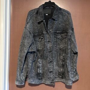 American Eagle Black Acid Wash Jean Jacket